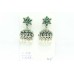 Handmade Jhumki Earrings 925 Sterling Silver with Pearl & Green Onyx Gem Stones
